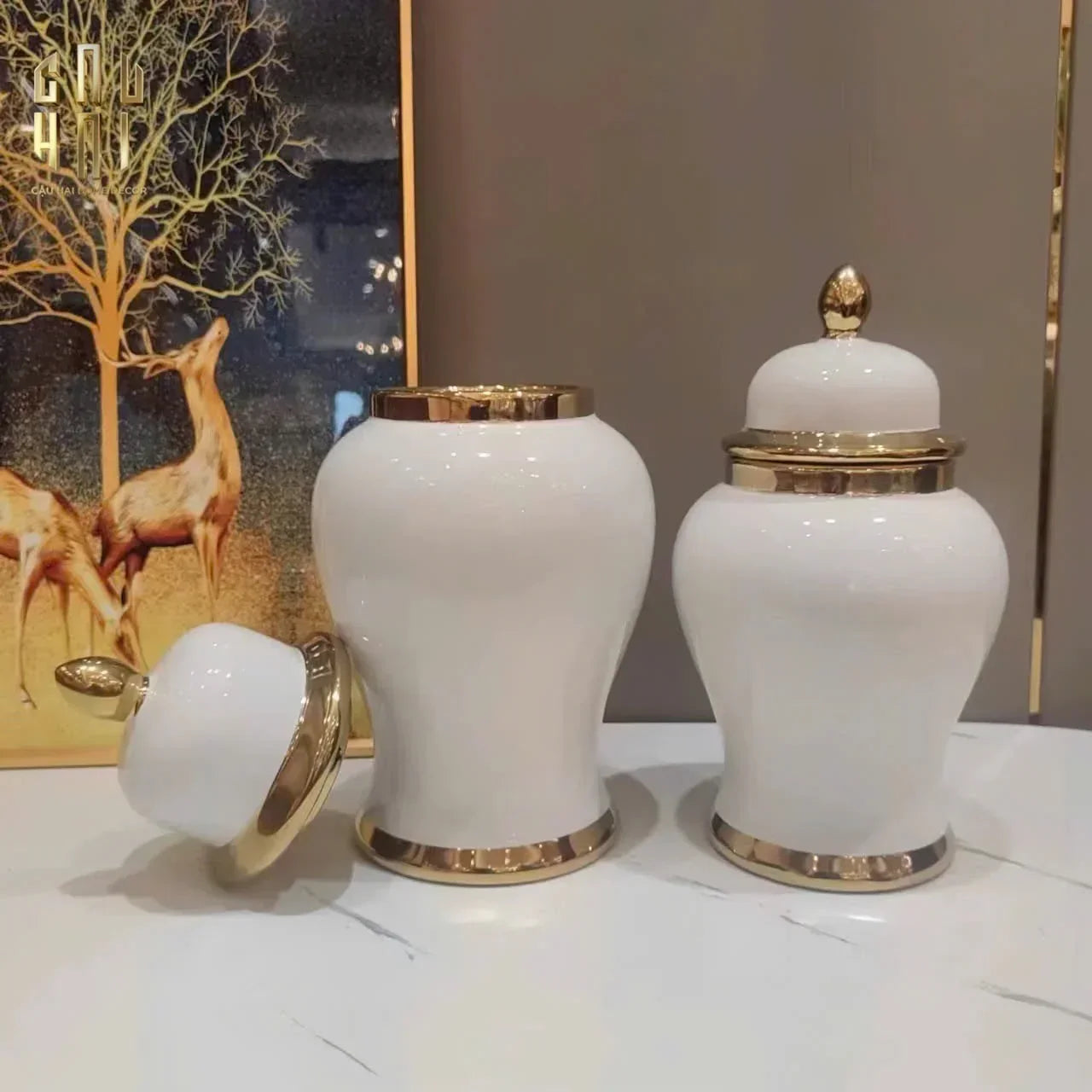 BÌNH HOA SỨ TRẮNG WINDSOR SKYLINE H33-CẬU HAI HOME DECOR