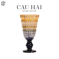 Bình Hoa Thuỷ Tinh Critalleries Lumière Amber Aquarius Goblet H30-BÌNH HOA-CẬU HAI HOME DECOR