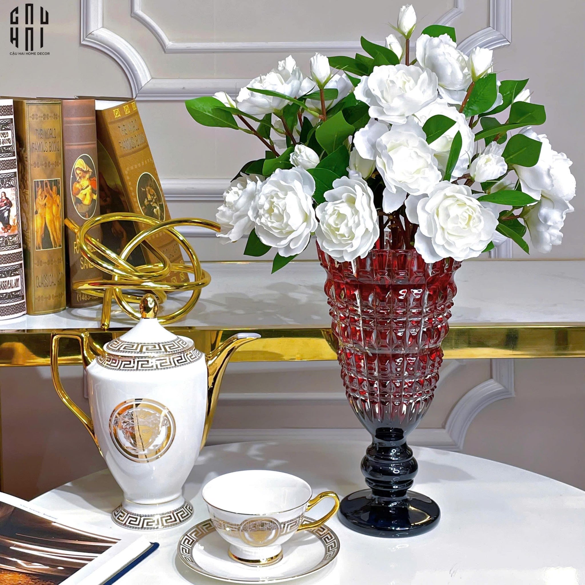 Bình Hoa Thuỷ Tinh Critalleries Ruby Crimson Mystic H30-CẬU HAI HOME DECOR