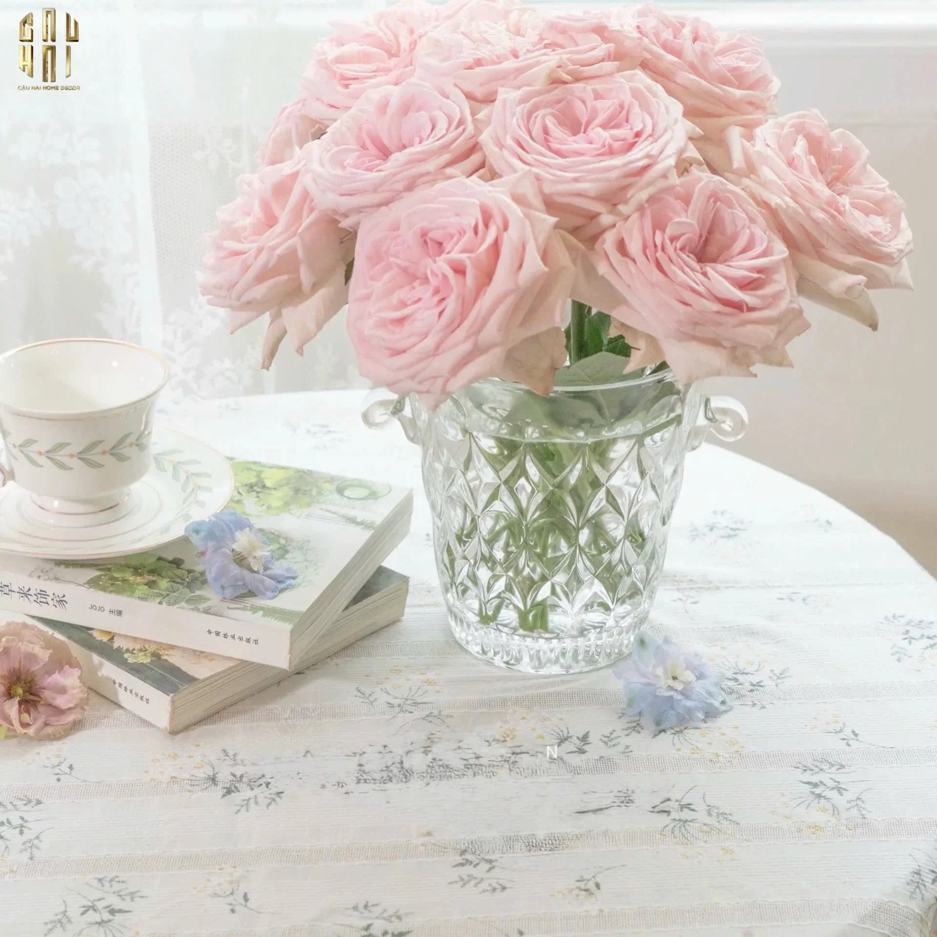 Bình Hoa Thủy Tinh Crystal Bloom Bucket-CẬU HAI HOME DECOR