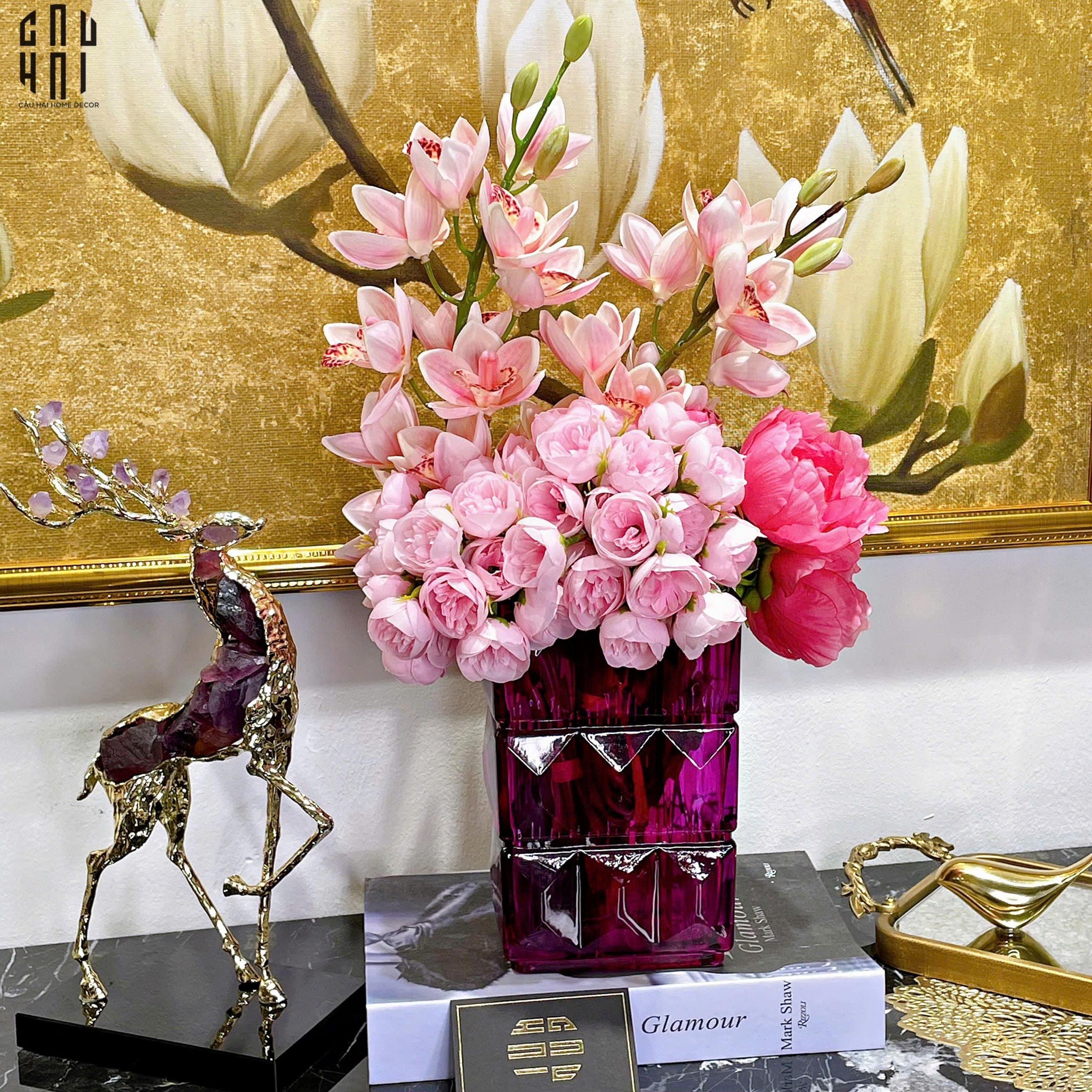 Bình Hoa Thuỷ Tinh Gerald - Purple 8x14x20-BÌNH HOA-CẬU HAI HOME DECOR