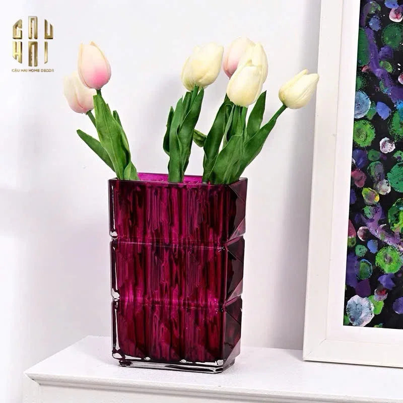 Bình Hoa Thuỷ Tinh Gerald - Purple 8x14x20-BÌNH HOA-CẬU HAI HOME DECOR