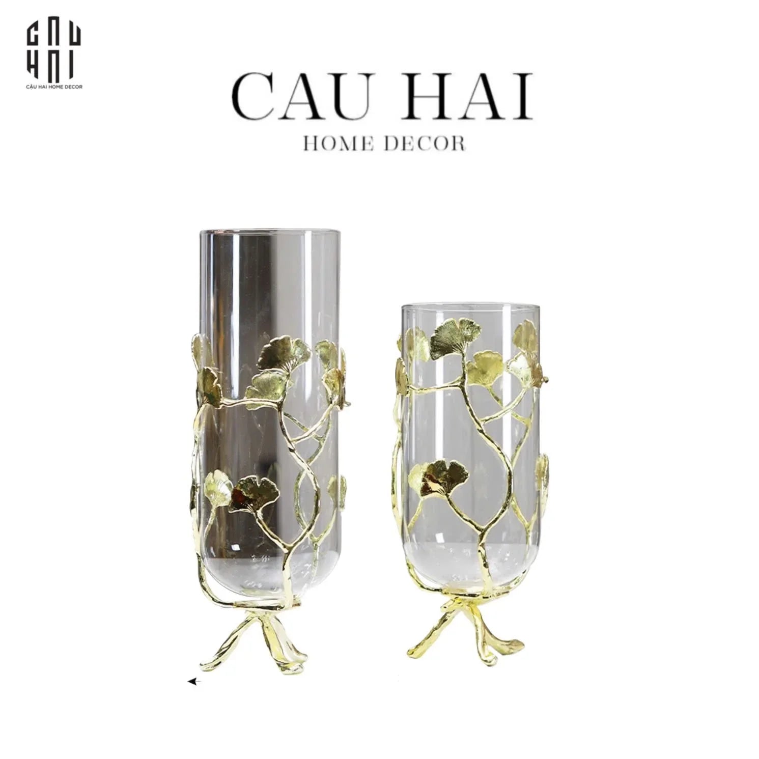 Bình Hoa Thuỷ Tinh Spring Ginkgo Size H30-CẬU HAI HOME DECOR