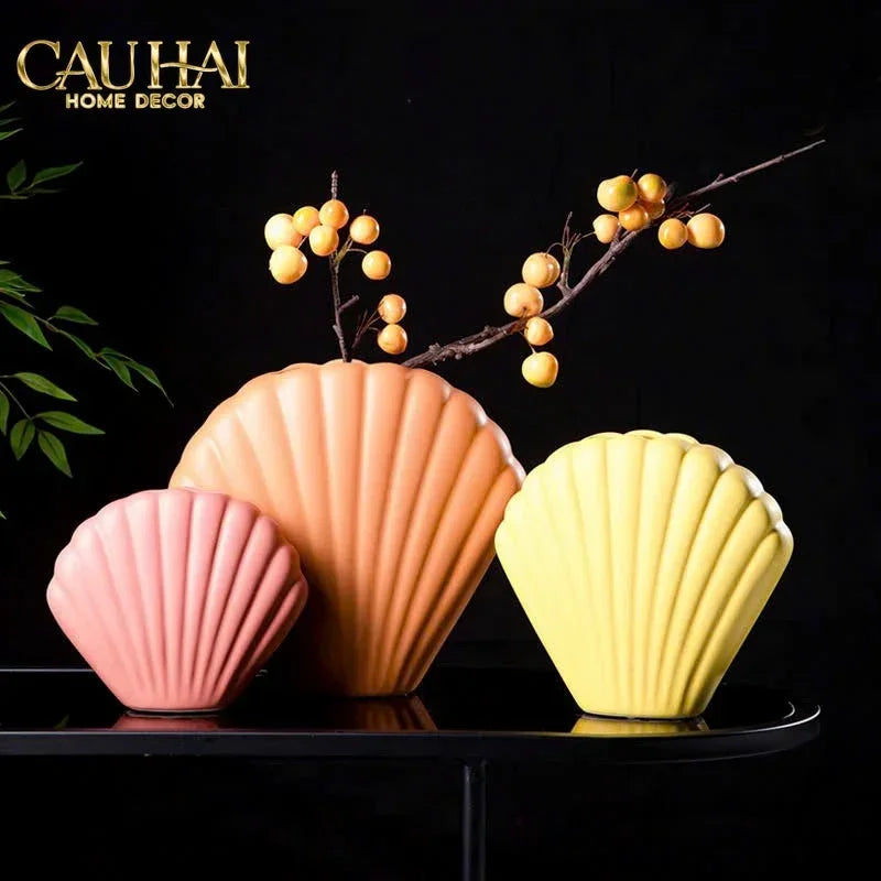 Bình Hoa Vỏ Sò Sienna Coastal Shell Vase H25-BÌNH HOA-CẬU HAI HOME DECOR