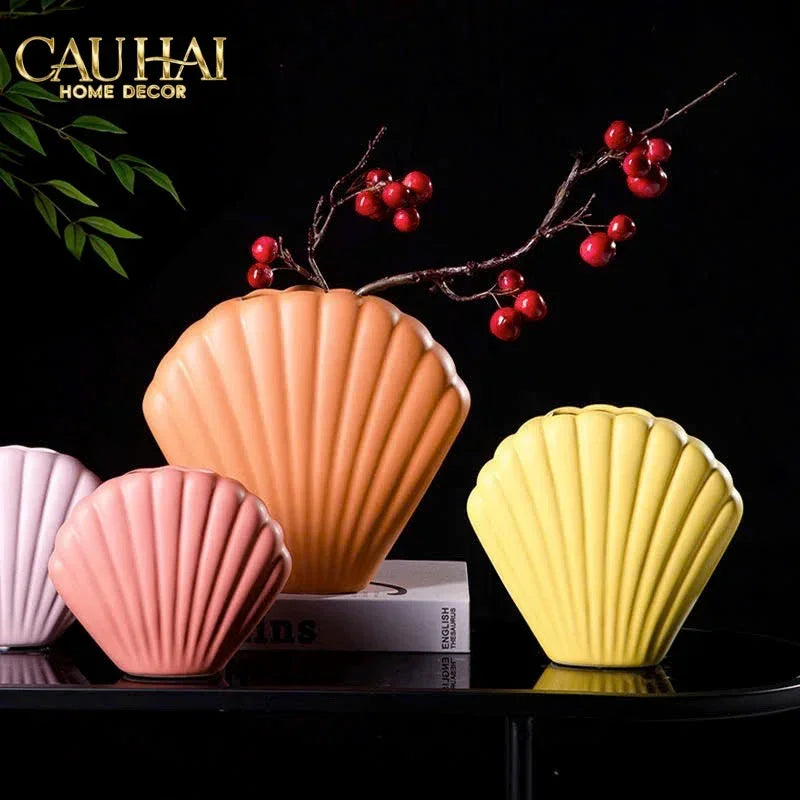 Bình Hoa Vỏ Sò Sienna Coastal Shell Vase H25-BÌNH HOA-CẬU HAI HOME DECOR