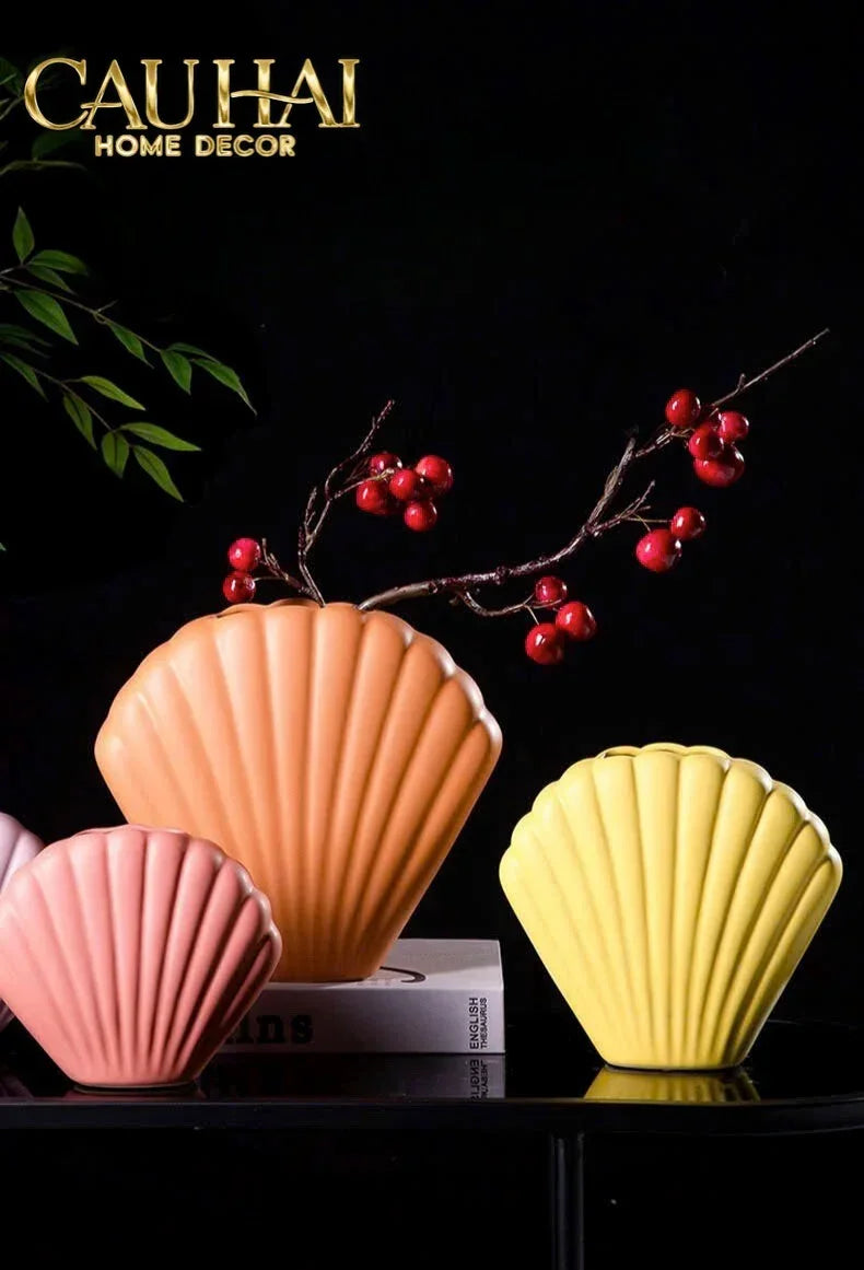 Bình Hoa Vỏ Sò Sienna Coastal Shell Vase H25-BÌNH HOA-CẬU HAI HOME DECOR