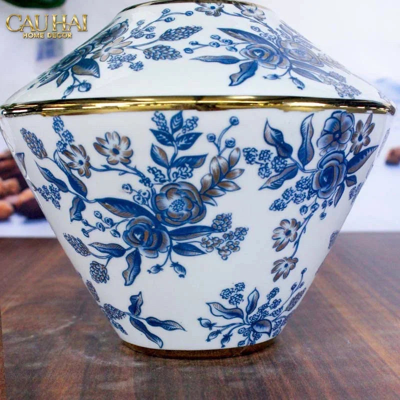 Bộ Bình Hoa Indochine Thanh Hoa Cát Lợi Tường Hoà Indigo Porcelain Vases 20x22.5 / 16.5x19-BÌNH HOA-CẬU HAI HOME DECOR