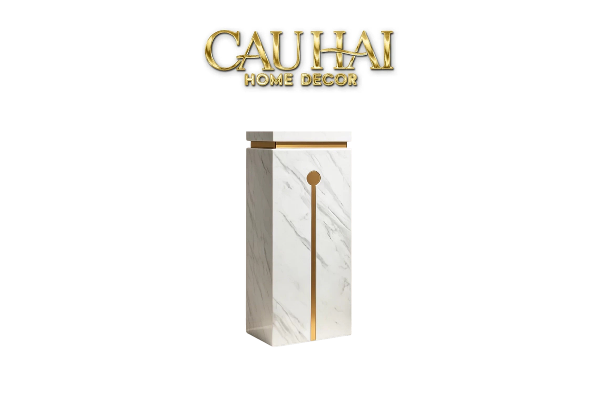 Bục Trang Trí Marble Chữ Nhật Axis D’Or Ivory H100-CẬU HAI HOME DECOR-CẬU HAI HOME DECOR