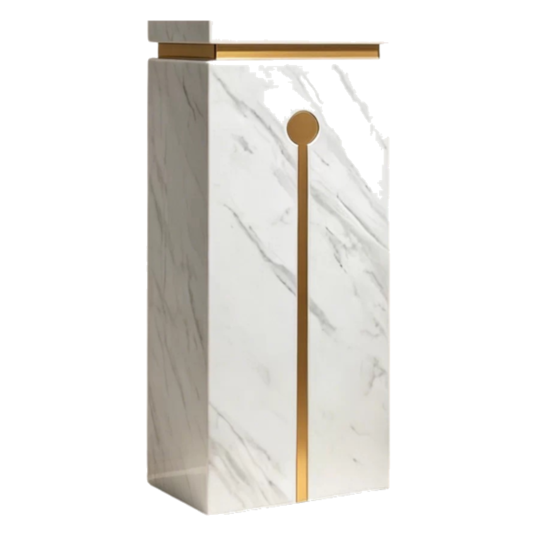 Bục Trang Trí Marble Chữ Nhật Axis D’Or Ivory H100-CẬU HAI HOME DECOR-CẬU HAI HOME DECOR