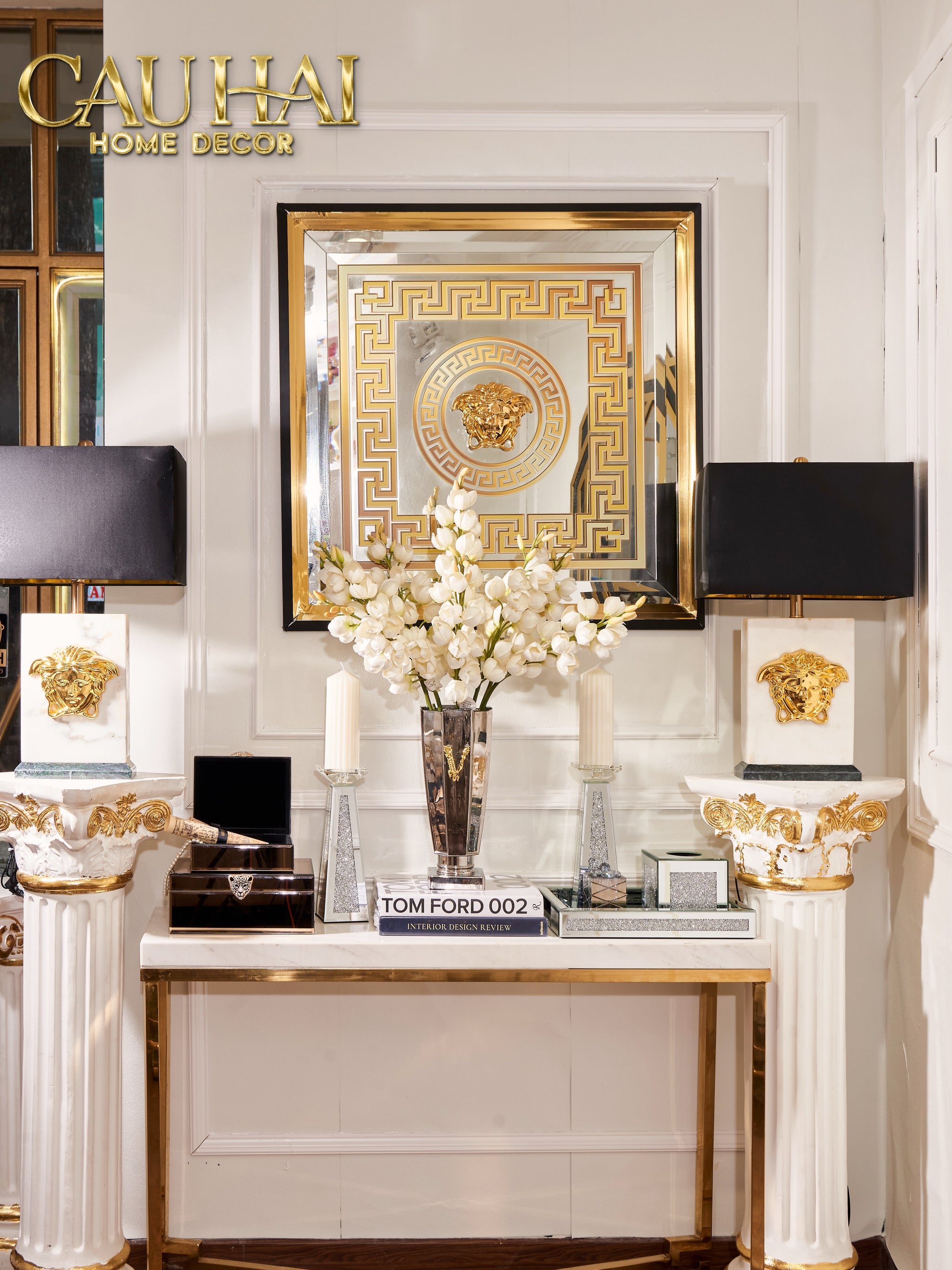 Bình Hoa Pha Lê Prisme Medusa D'Or Fumé H36-CẬU HAI HOME DECOR