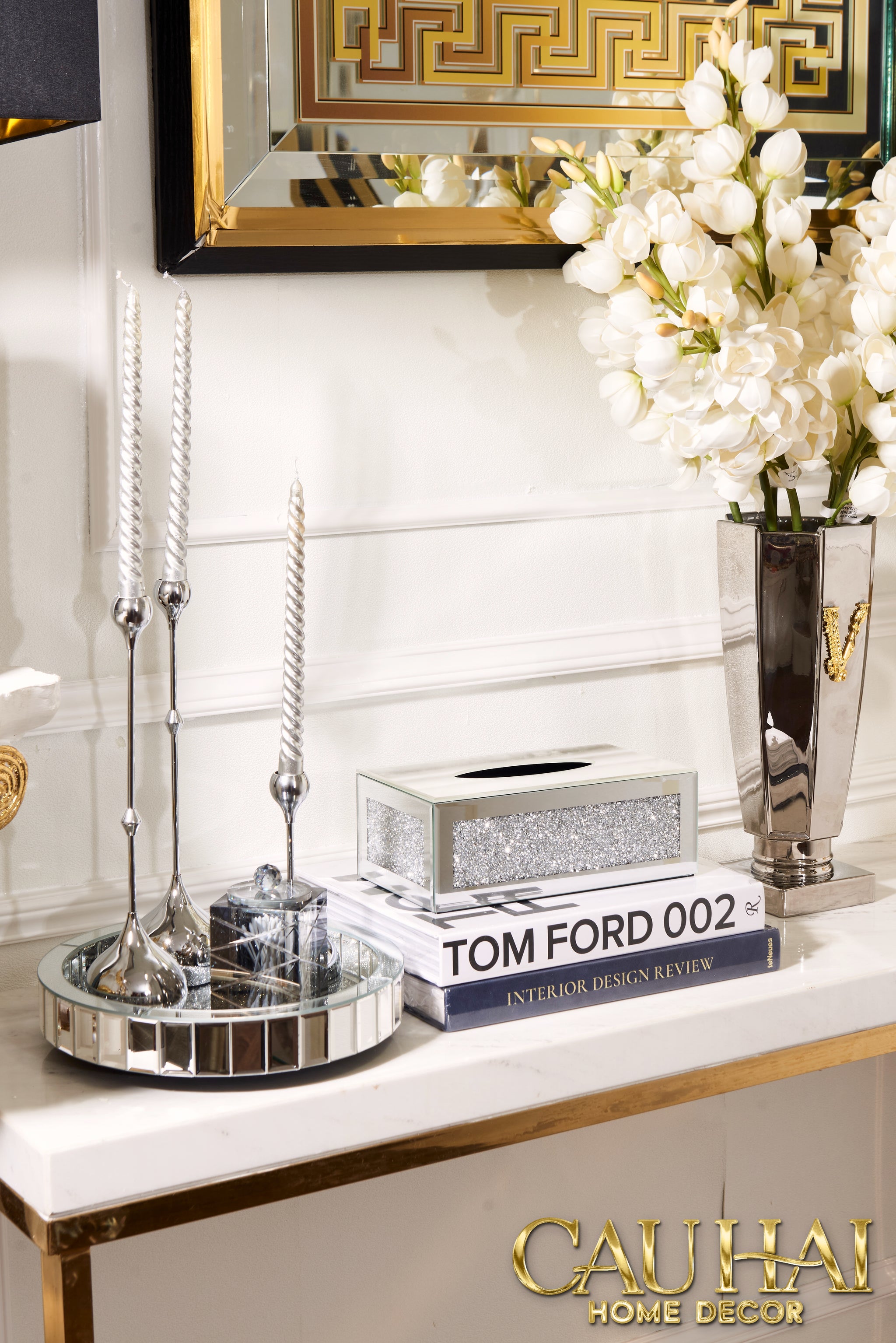 Haute Folie - Starlight Mirrored Square Tissue Box 14x14