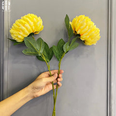 Cành Cúc Mẫu Đơn Vàng-Hoa Lụa-CẬU HAI HOME DECOR