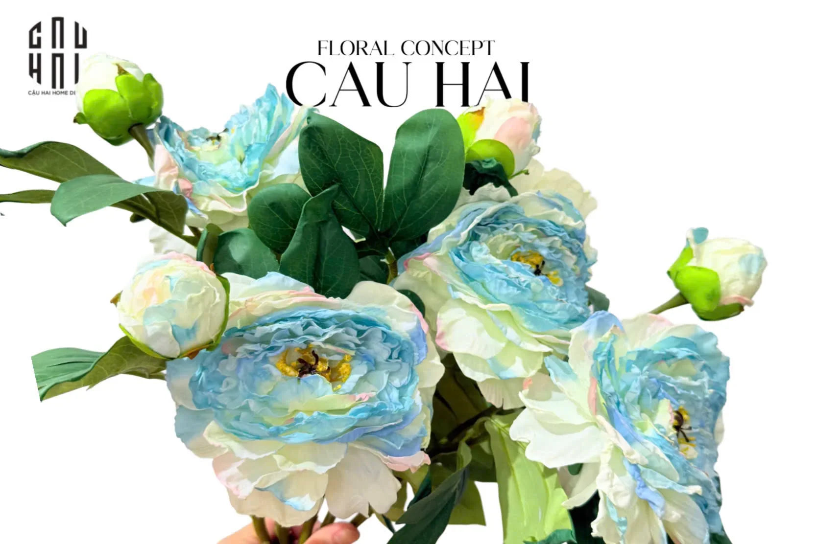 Cành Hoa Mẫu Đơn Peony Lactiflora - Sky Blue-CẬU HAI HOME DECOR