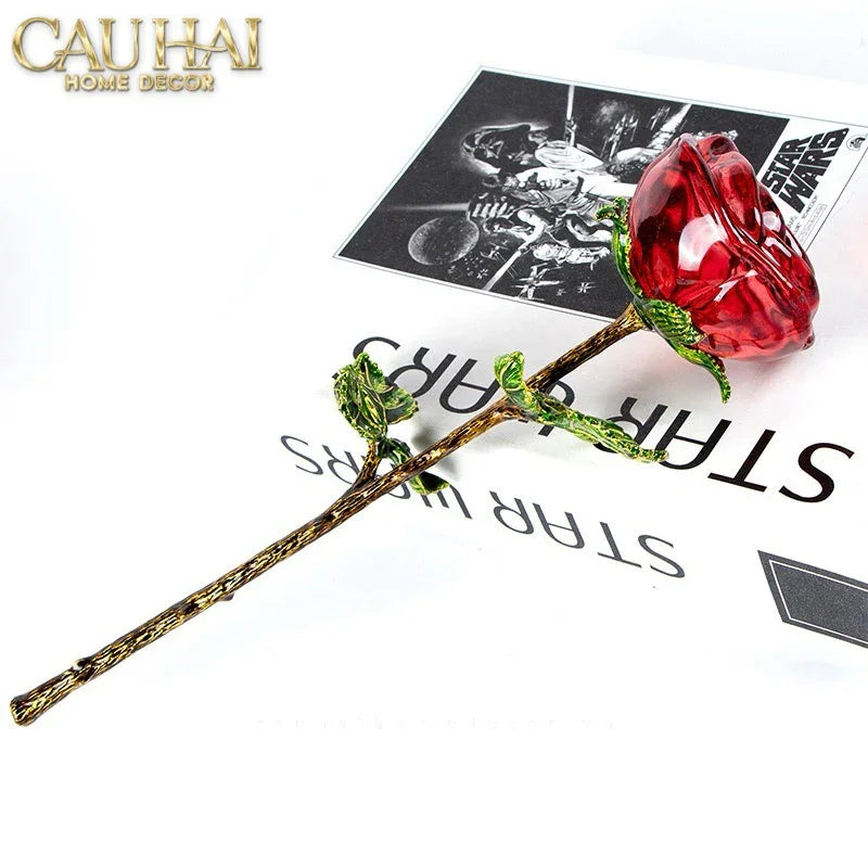 Cành Hoa Pha Lê Rose Éternelle – Crimson-CẬU HAI HOME DECOR