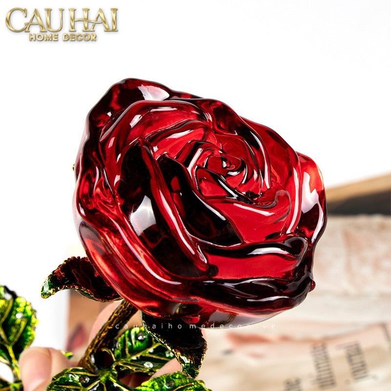 Cành Hoa Pha Lê Rose Éternelle – Crimson - CẬU HAI HOME DECOR