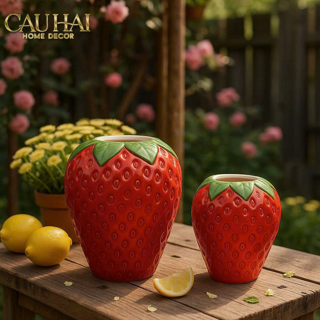 La Sicilia Royale -  Set 2 Bình Gốm Sứ Dâu Tây — Fraise Couture Ceramic Pair