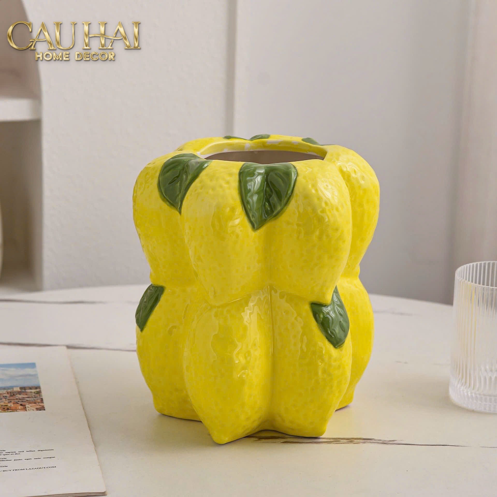 La Sicilia Royale - Set 2 Bình Gốm Sứ Chanh Vàng — Citrine Bloom Ceramic Pair