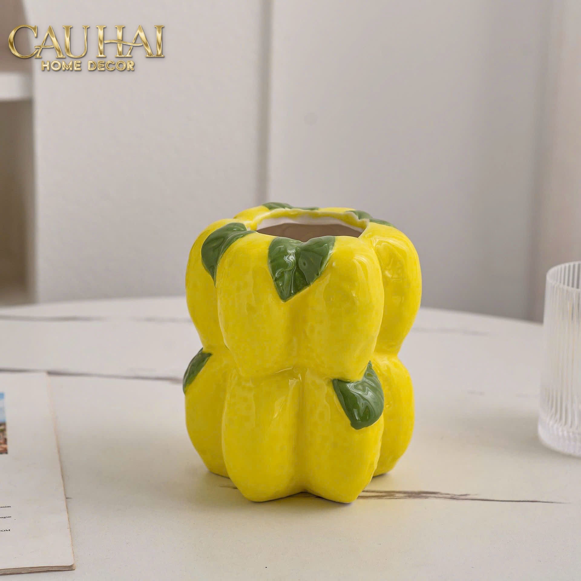 La Sicilia Royale - Set 2 Bình Gốm Sứ Chanh Vàng — Citrine Bloom Ceramic Pair