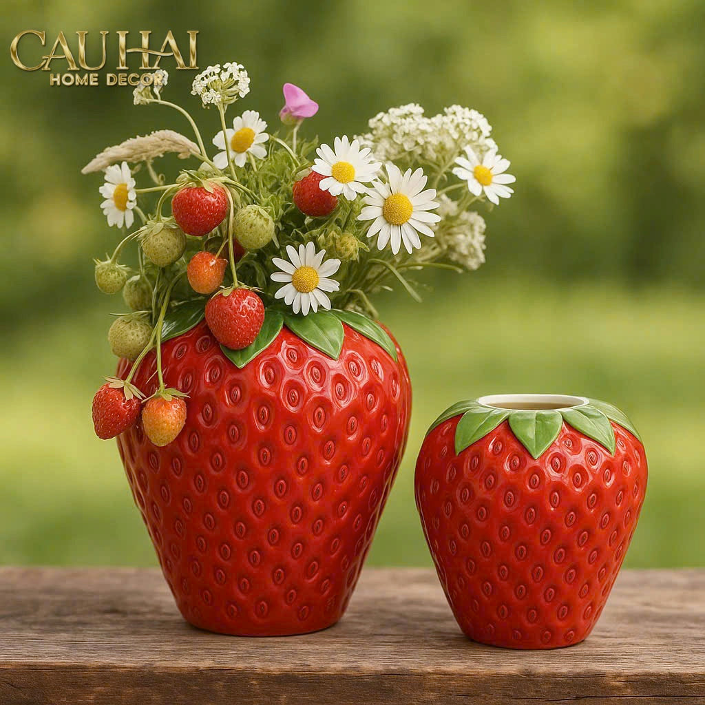 La Sicilia Royale -  Set 2 Bình Gốm Sứ Dâu Tây — Fraise Couture Ceramic Pair