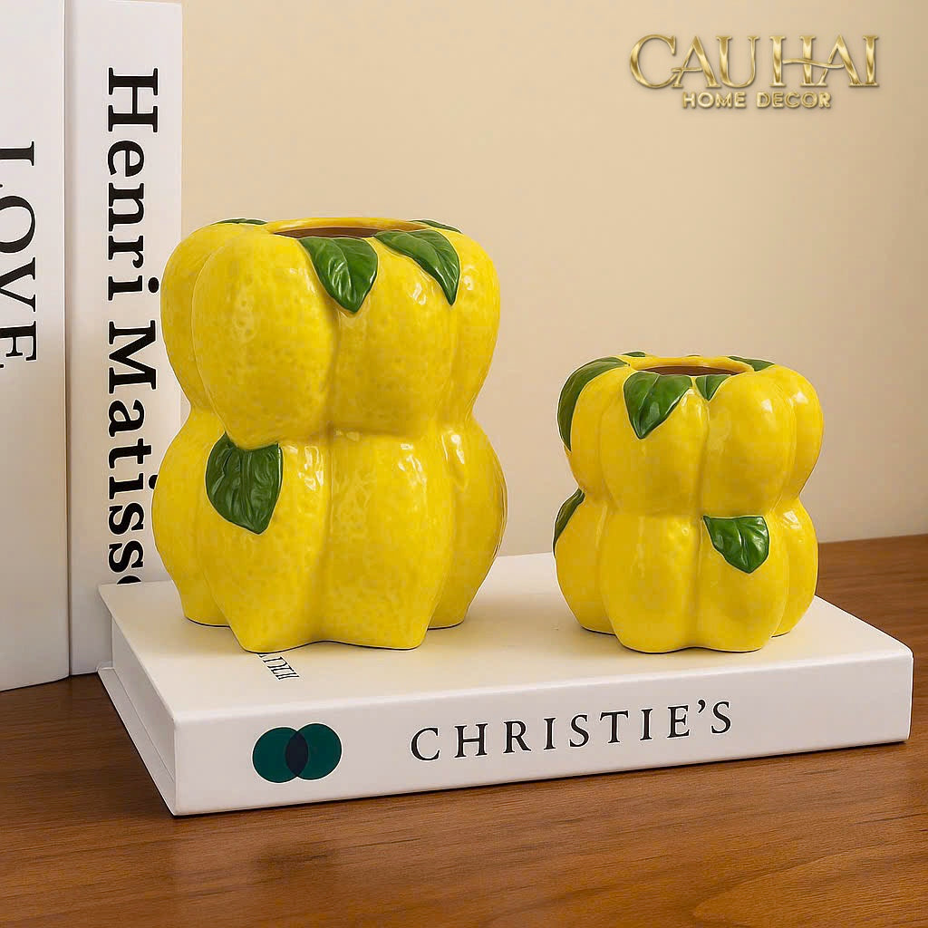 La Sicilia Royale - Set 2 Bình Gốm Sứ Chanh Vàng — Citrine Bloom Ceramic Pair