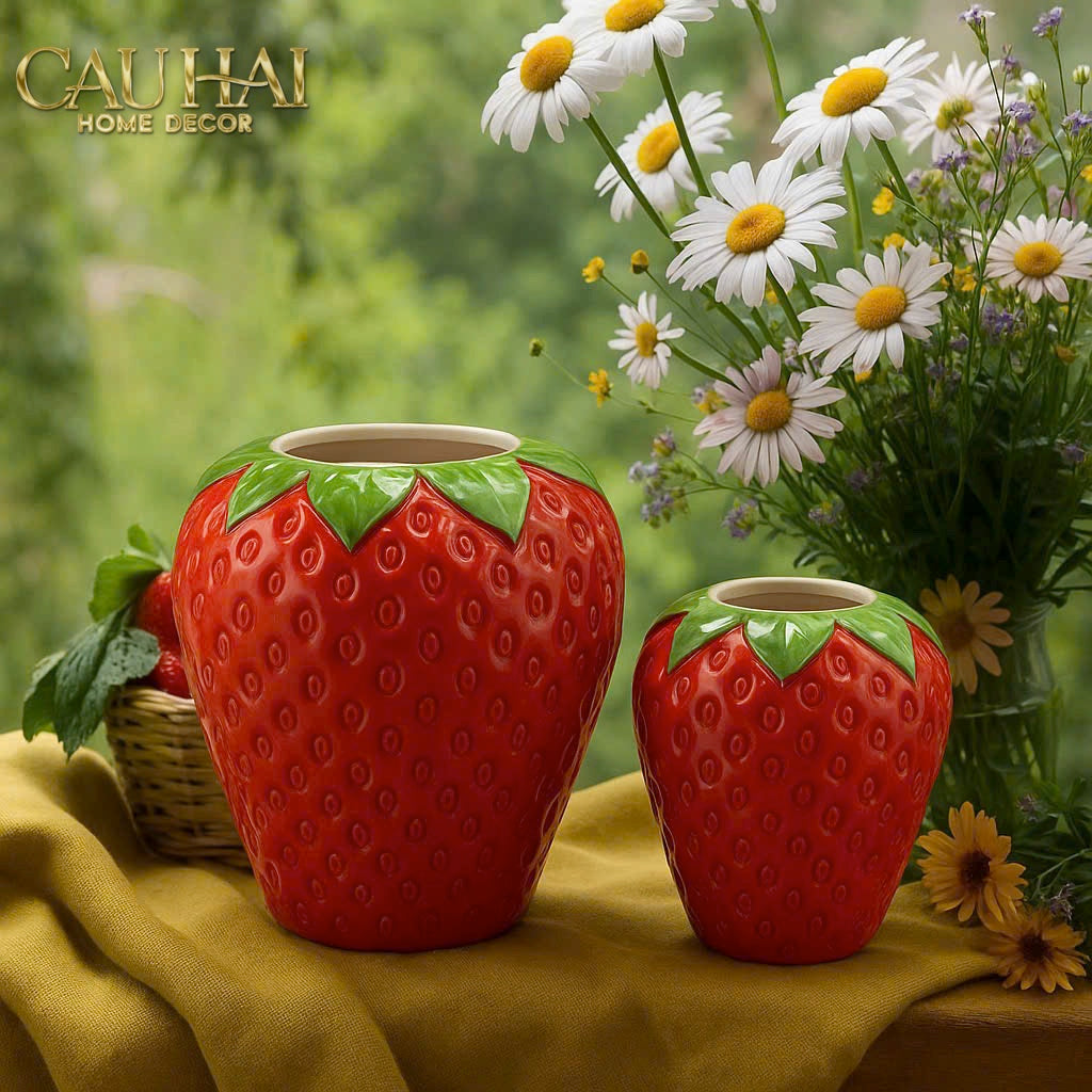 La Sicilia Royale -  Set 2 Bình Gốm Sứ Dâu Tây — Fraise Couture Ceramic Pair