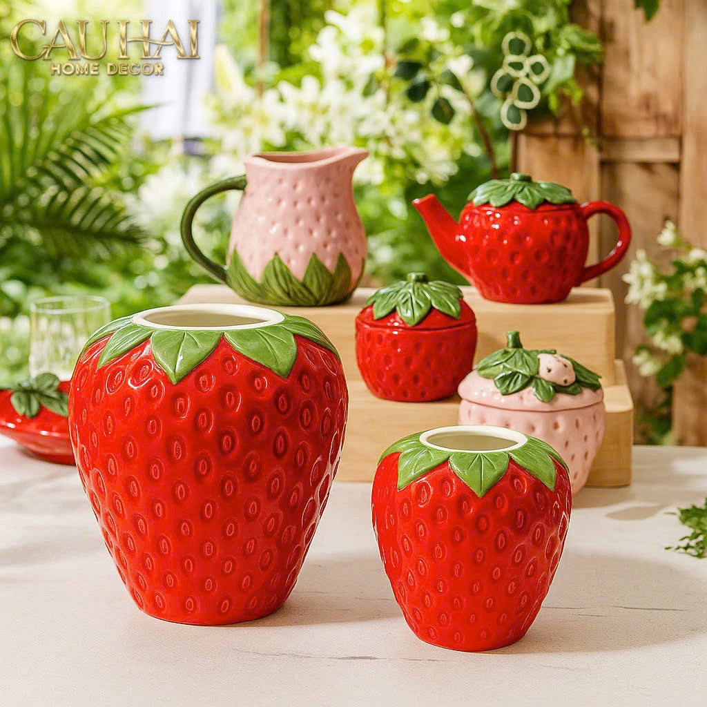 La Sicilia Royale -  Set 2 Bình Gốm Sứ Dâu Tây — Fraise Couture Ceramic Pair