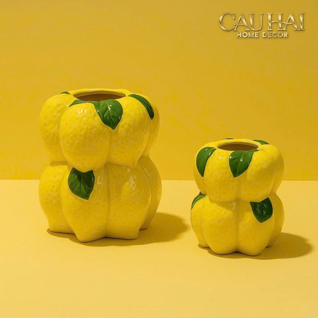 La Sicilia Royale - Set 2 Bình Gốm Sứ Chanh Vàng — Citrine Bloom Ceramic Pair