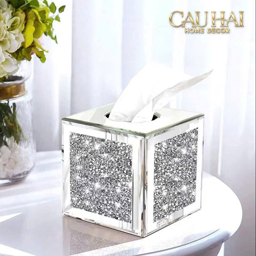 Haute Folie - Starlight Mirrored Square Tissue Box 14x14