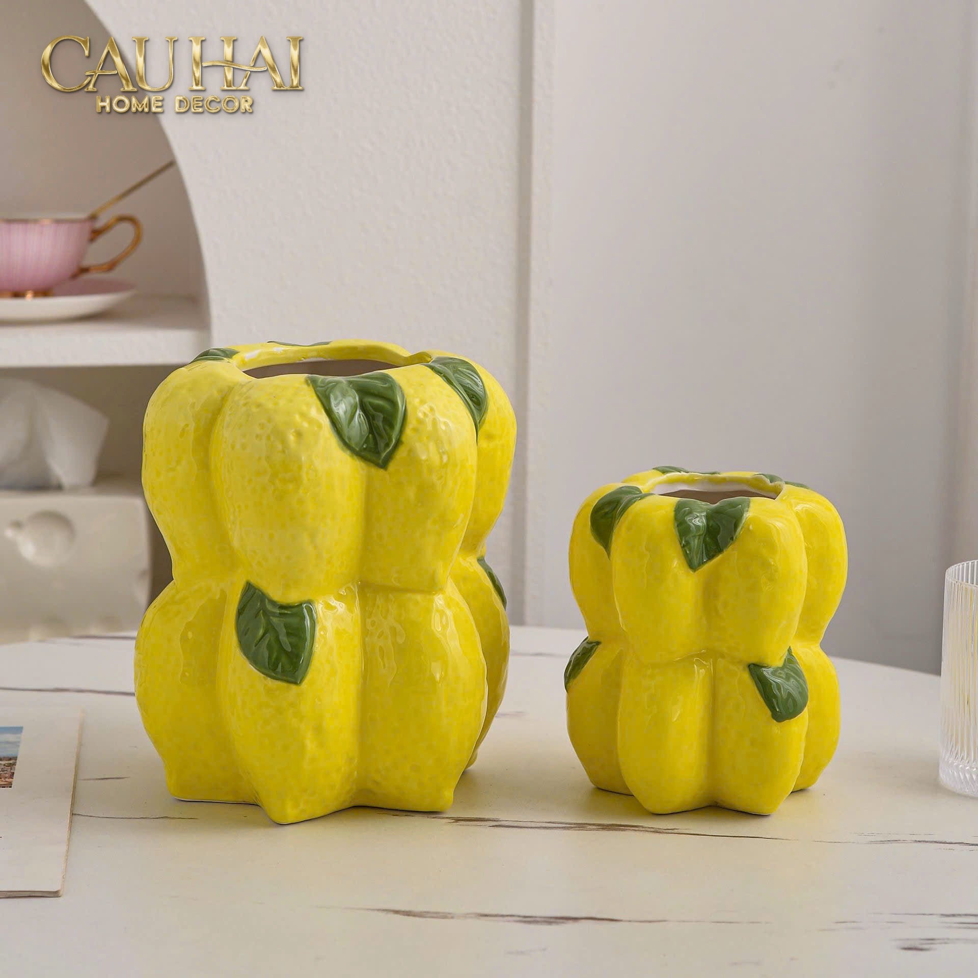 La Sicilia Royale - Set 2 Bình Gốm Sứ Chanh Vàng — Citrine Bloom Ceramic Pair