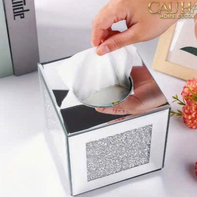 Haute Folie - Starlight Mirrored Square Tissue Box 14x14
