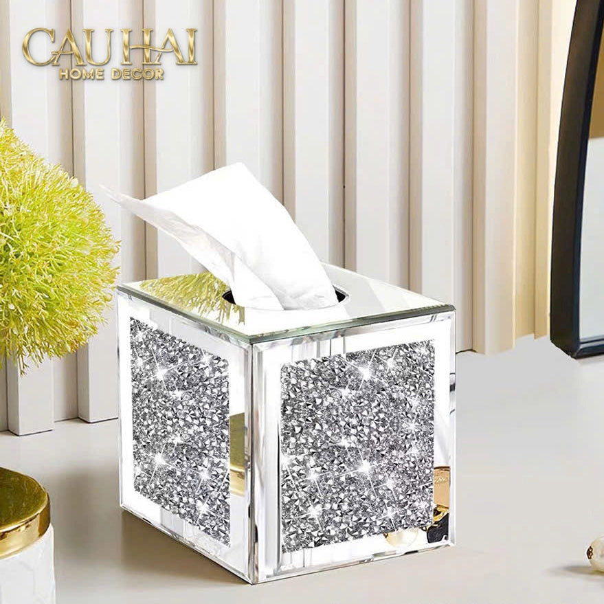 Haute Folie - Starlight Mirrored Square Tissue Box 14x14