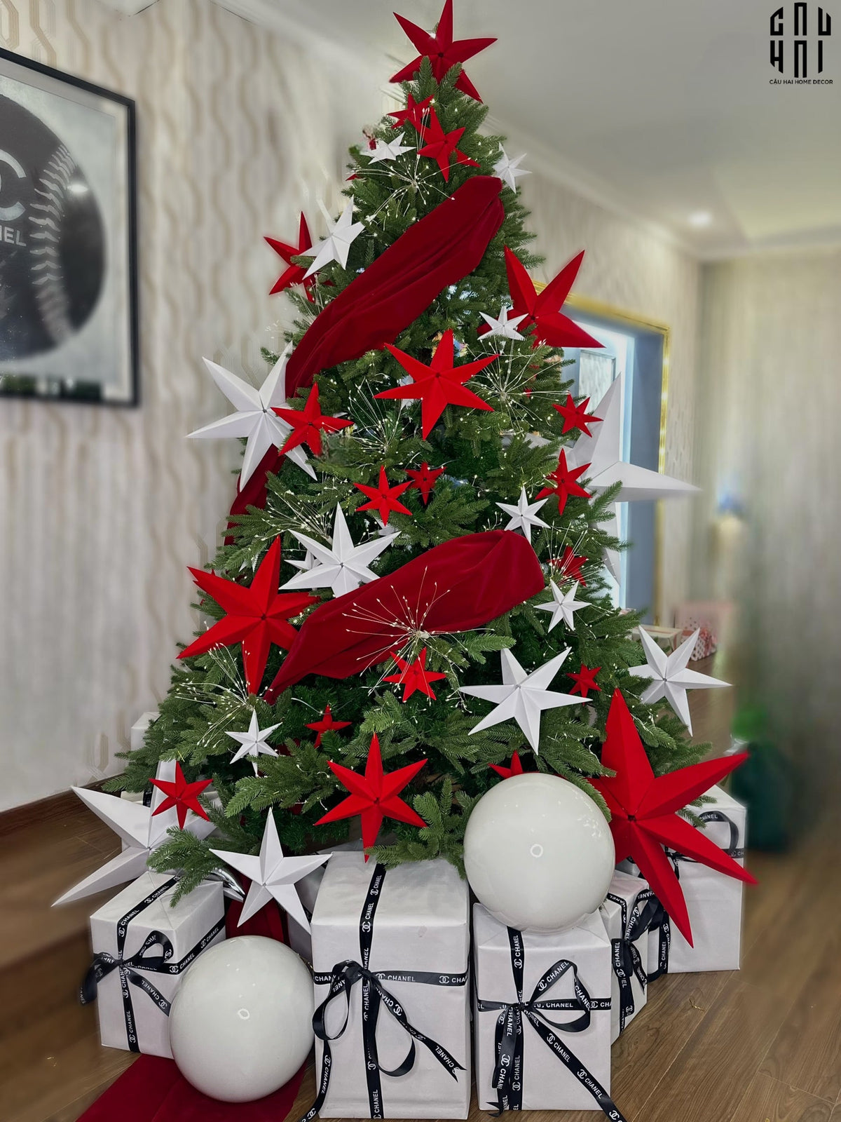 Cây Thông Giáng Sinh - Red Velvet Christmas Tree 2M4-TRANG TRÍ GIÁNG SINH-CẬU HAI HOME DECOR