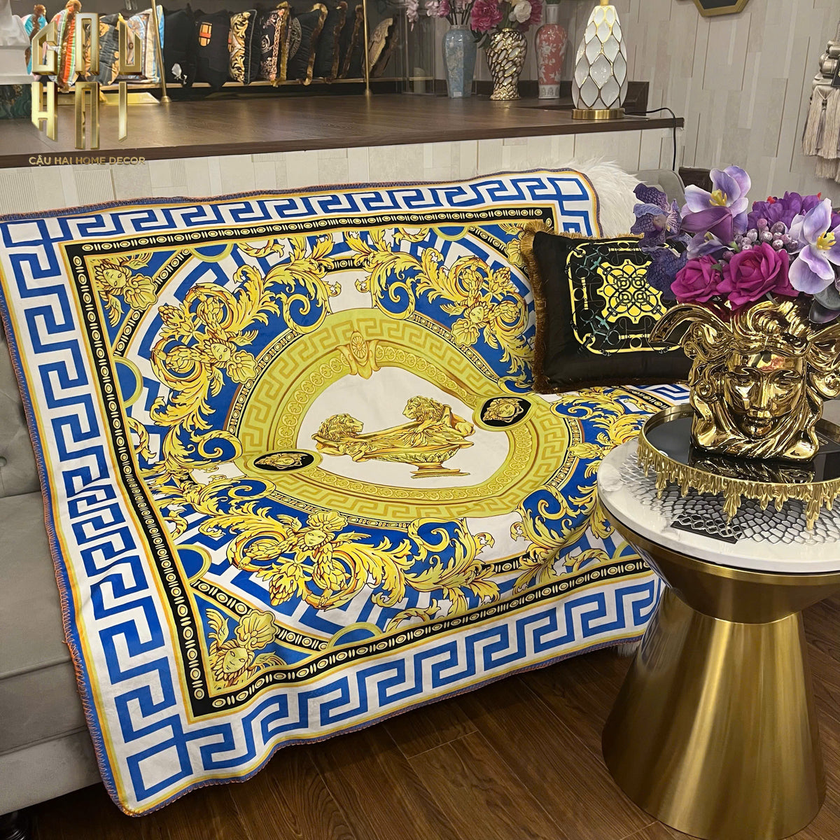 Chăn Blanket Velvet Baroque Platinum 150x150-Chăn Blanket-CẬU HAI HOME DECOR