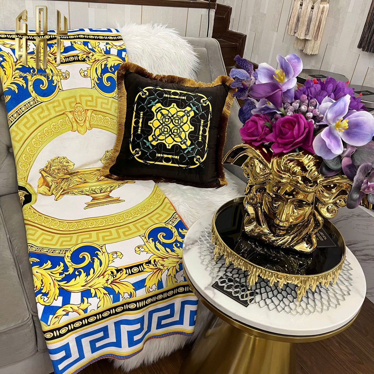Chăn Blanket Velvet Baroque Platinum 150x150-Chăn Blanket-CẬU HAI HOME DECOR