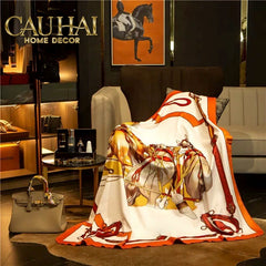 Chăn Blanket Velvet Équestre Saddle Amber 150x150-Chăn Blanket-CẬU HAI HOME DECOR