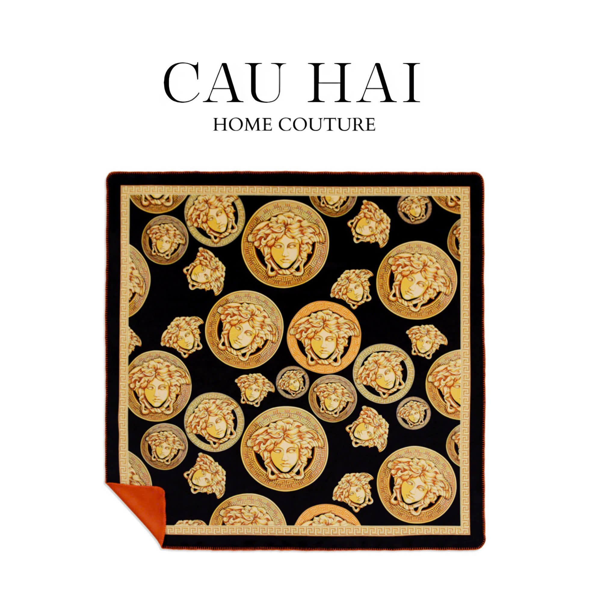 CHĂN NHUNG CAO CẤP GIANNI VERS. MULTI MEDUSA AMPLIFIED LOGO VELVET BLANKET 150CM - CẬU HAI HOME DECOR