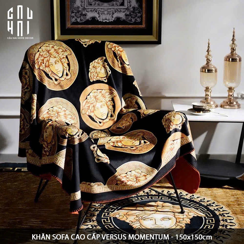CHĂN NHUNG CAO CẤP GIANNI VERS. MULTI MEDUSA AMPLIFIED LOGO VELVET BLANKET 150CM - CẬU HAI HOME DECOR