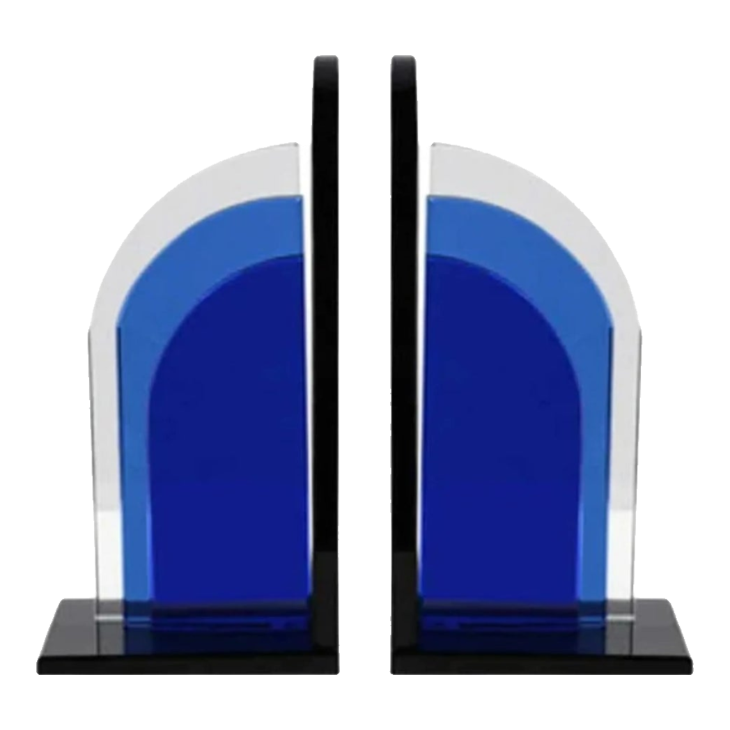Set Tượng Chặn Sách Pha Lê Cristalleries Blue Gates Bookend 22x11x12