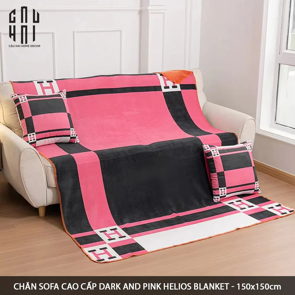 Chăn Sofa Cao Cấp Black & Pink Helios Velvet Blanket 150x150-CHĂN SOFA-CẬU HAI HOME DECOR