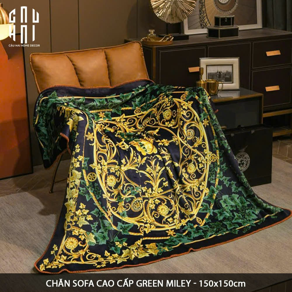 CHĂN SOFA CAO CẤP GREEN MILEY VELVET BLANKET 150. - CẬU HAI HOME DECOR