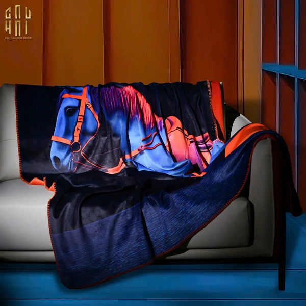CHĂN SOFA MARINE STALLION VELVET BLANKET - 150X150-CẬU HAI HOME DECOR