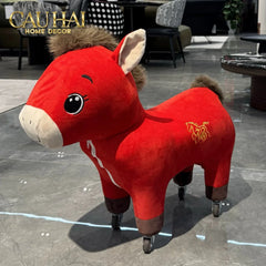 Cheval Enfant Couture – Ngựa Cưỡi Đồ Chơi Nhồi Bông Bọc Nhung Cao Cấp 58x68-CẬU HAI HOME DECOR