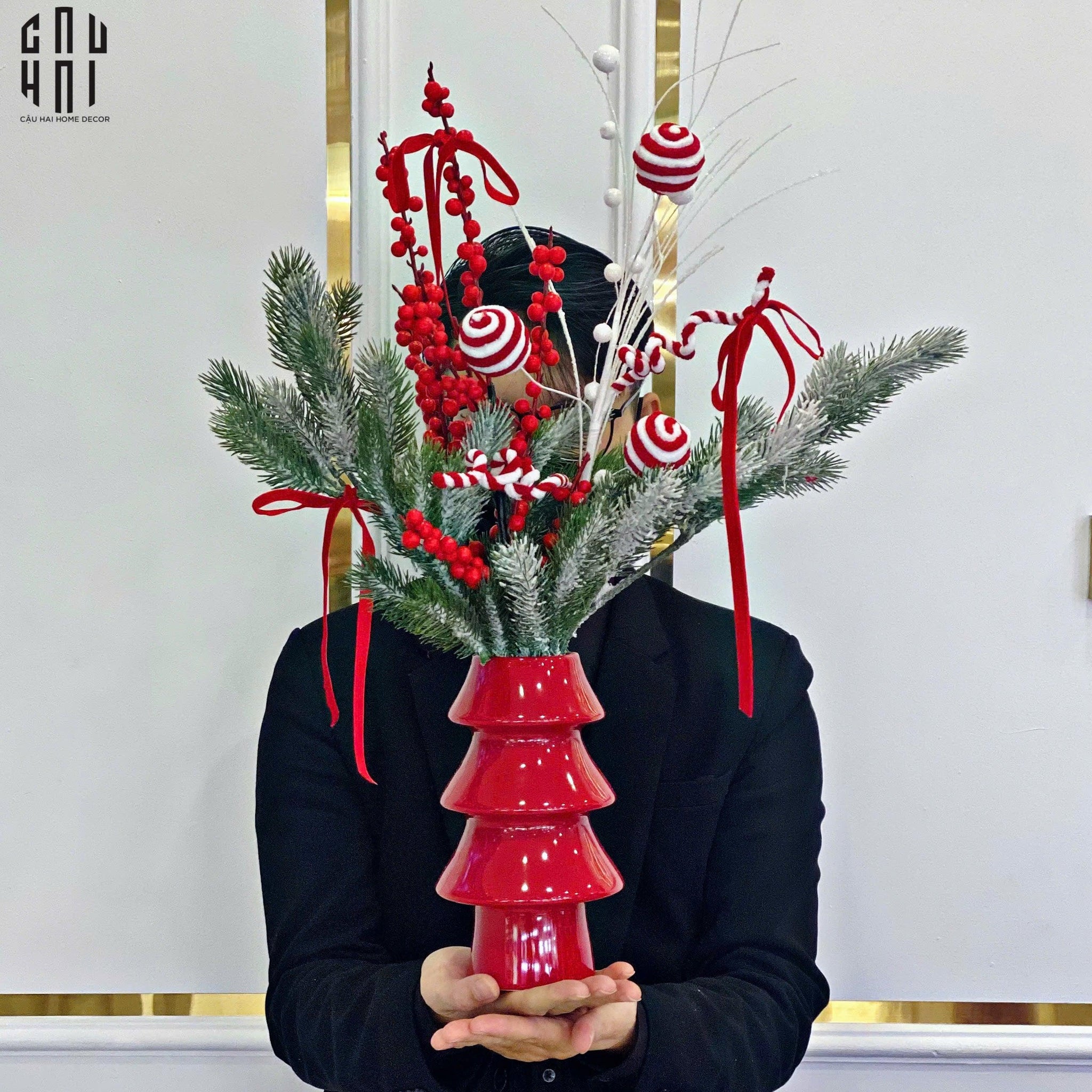 CHRISTMAS - RED PINE TREE-CẬU HAI HOME DECOR