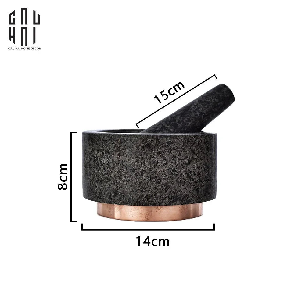Cối Đá Black Marble Stone Ss25-CẬU HAI HOME DECOR