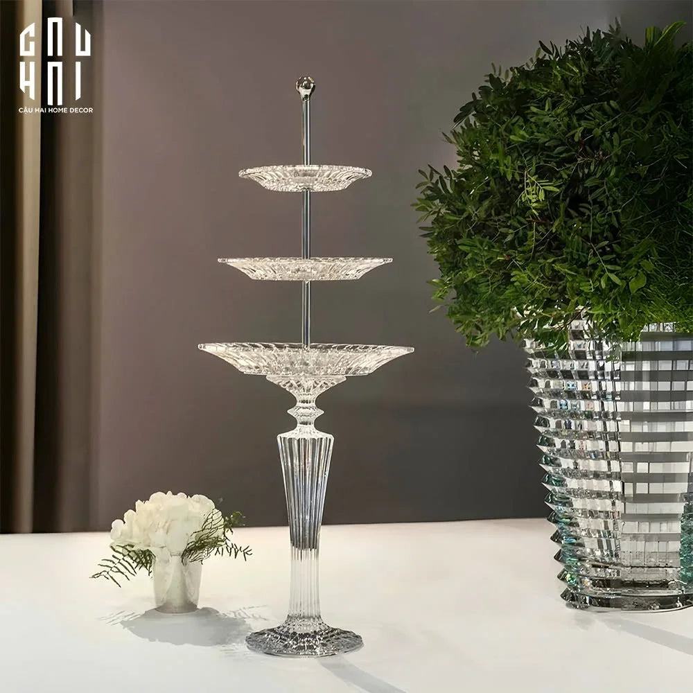 Cristallery Maison Couture - Đĩa Pha Lê 3 Tầng Impérial Scepter Serving Étagère zxx-Đĩa bánh tầng-CẬU HAI HOME DECOR