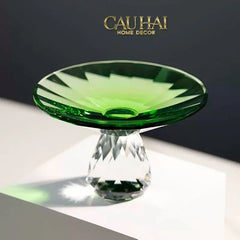 Critalleries Couture - Đĩa Trái Cây Pha Lê Emerald Vert Malachite Fruit Plates 9.5x15-SET CHÉN DĨA-CẬU HAI HOME DECOR