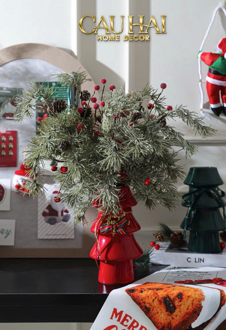 FÊTES COUTURE - BÌNH HOA CHRISTMAS MISTLETOE PINE TREE VASE UP-CẬU HAI HOME DECOR