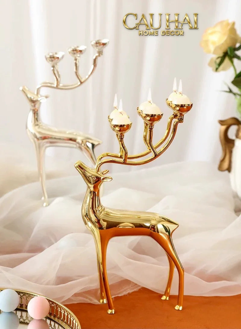 Đế Nến Hươu Lumière Du Cerf – Gilded Candle Holder Antler-ĐÈN TRANG TRÍ-CẬU HAI HOME DECOR