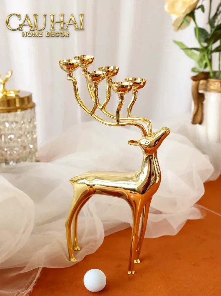 Đế Nến Hươu Lumière Du Cerf – Gilded Candle Holder Antler-ĐÈN TRANG TRÍ-CẬU HAI HOME DECOR