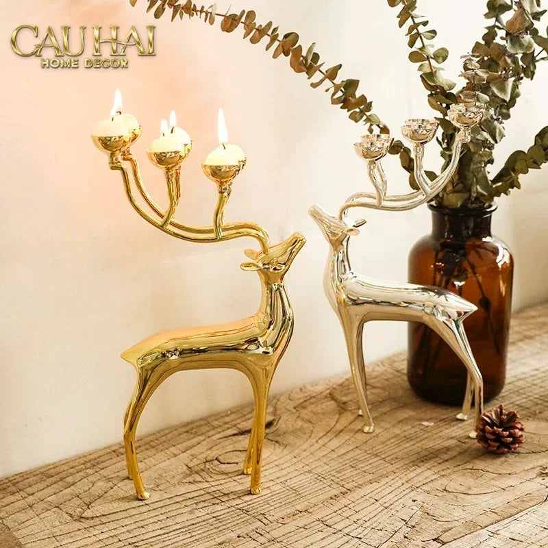Đế Nến Hươu Lumière Du Cerf – Gilded Candle Holder Antler-ĐÈN TRANG TRÍ-CẬU HAI HOME DECOR